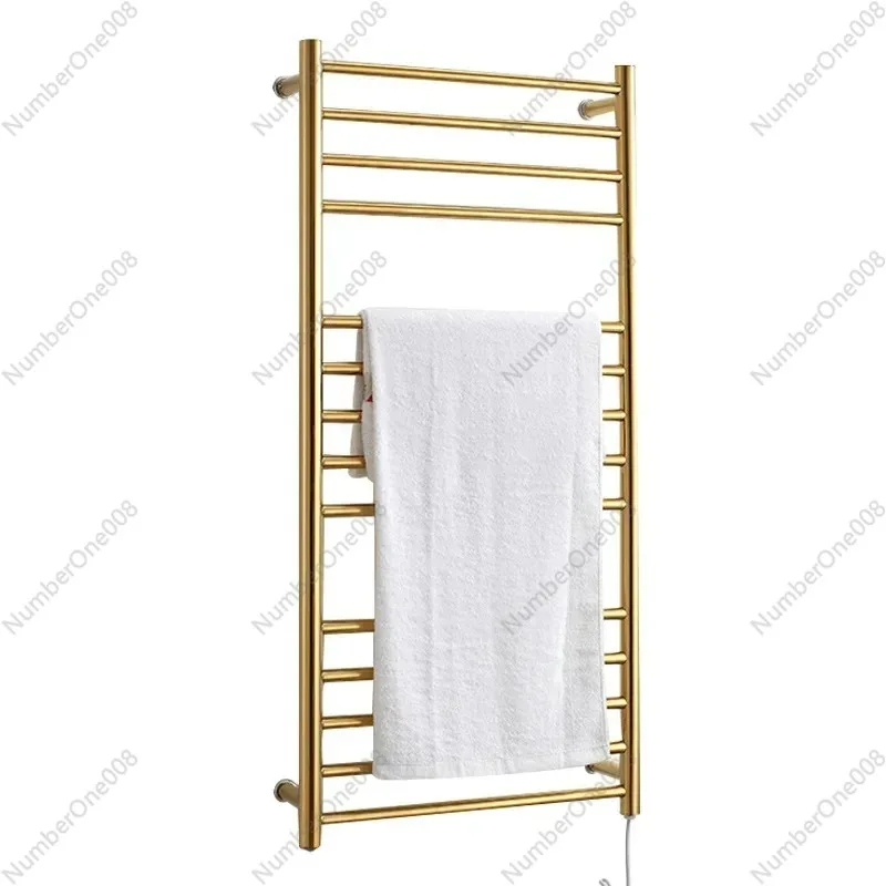 

9006 Bathroom 304 Stainless Steel Gold Heated Towel Warmer Waterproof Grade Ip56 Electric Heating Towel Rail Rack 162W 110V/220V