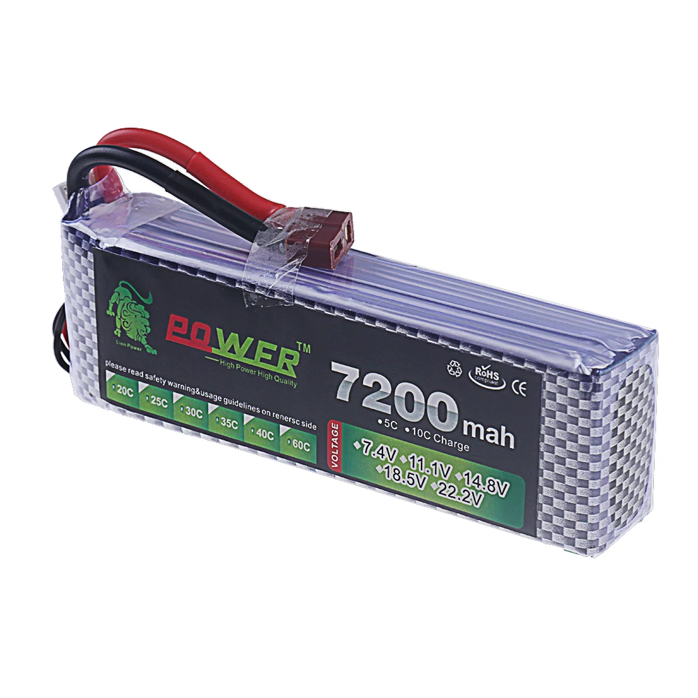 แบตเตอรี่3S 11.1V Lipo ขนาด7200มิลลิแอมป์ต่อชั่วโมง60C สำหรับโดรนเฮลิคอปเตอร์รถบังคับวิทยุโดรนสี่ใบพัดแบตเตอรี่3S พร้อมปลั๊ก XT60 XT90 T JST