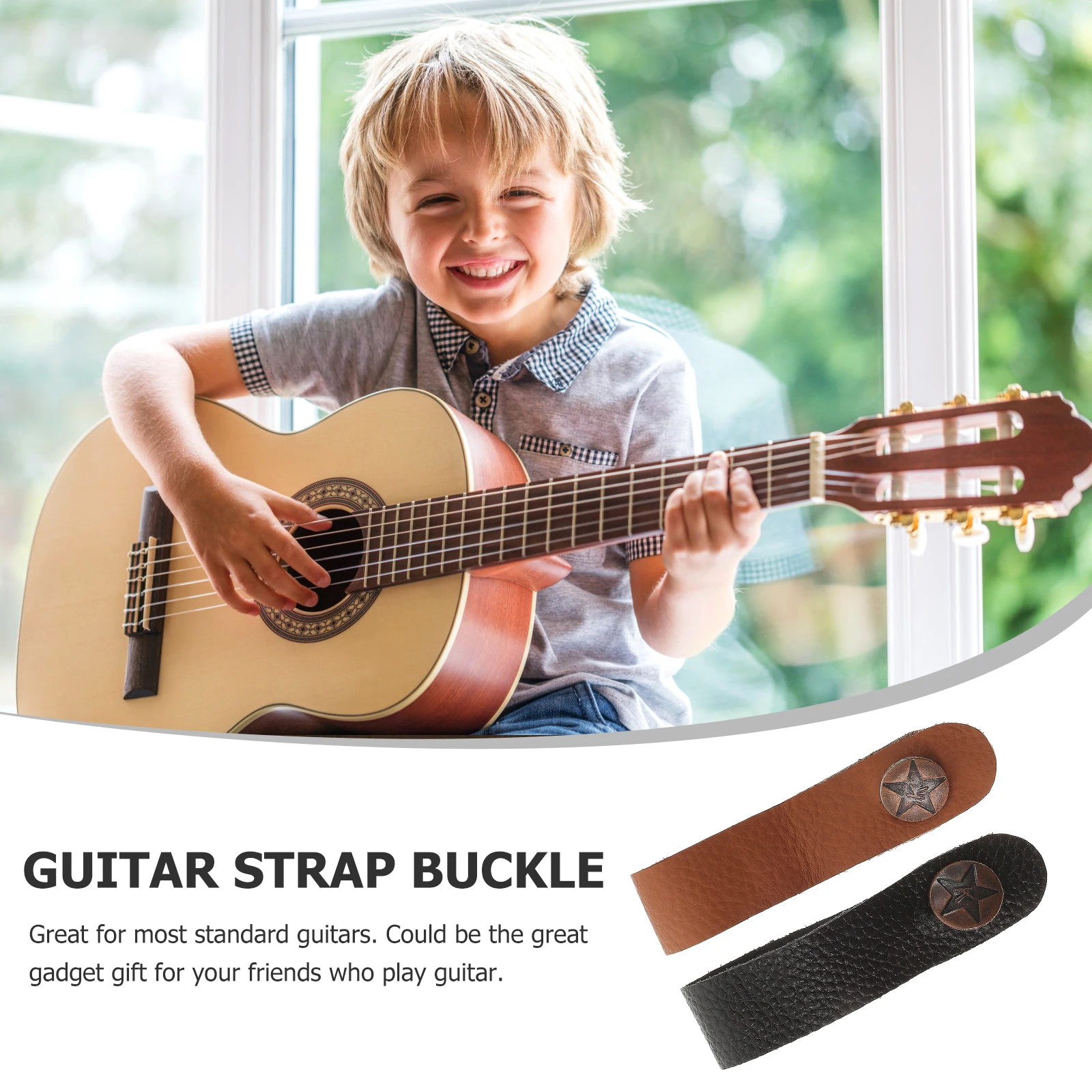 

2 Pcs Guitar Neck Band Strap Tie Button Accessories Straps Headstock Acoustic Strip