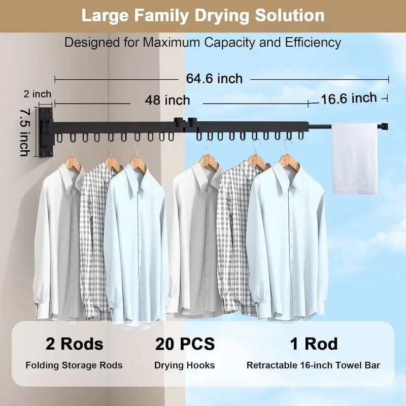 Складная сушилка для одежды, сушилка для белья, настенная вешалка для одежды, вешалки для одежды для подвешивания одежды, сверхмощная