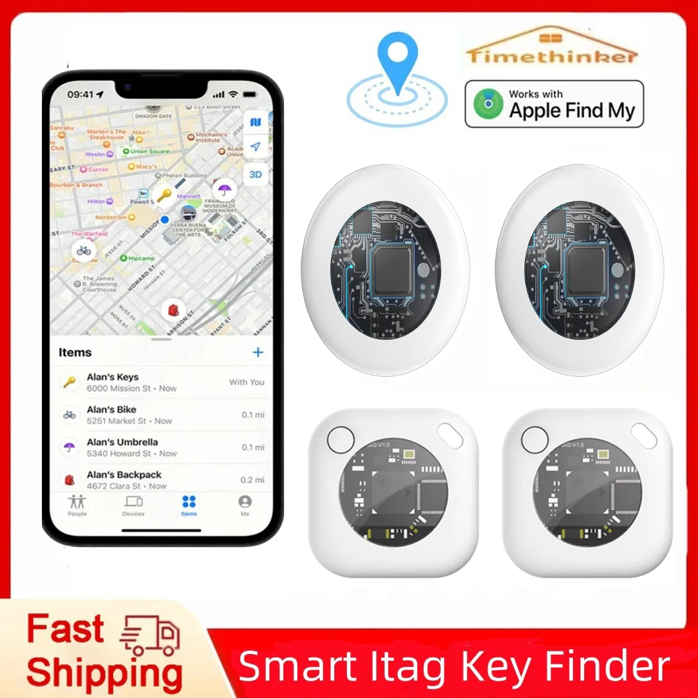 Timethinker Smart Tag Bluetooth GPS Tracker Airtag Work with Apple Find My APP ITag Anti Lost Locator Pet Key Finder for IOS