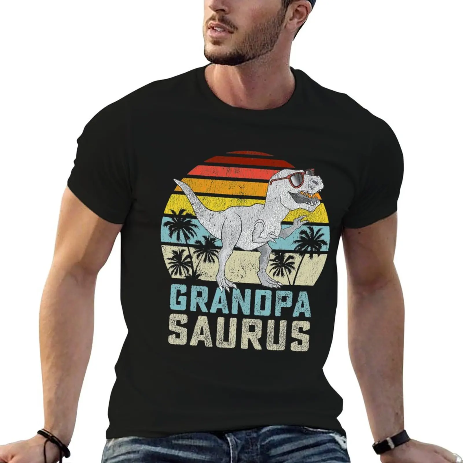 Grandpasaurus T Rex Dinosaur Grandpa Saurus Family Matching T-Shirt t shirts with prints men t shirt cotton 100% T-Shirt