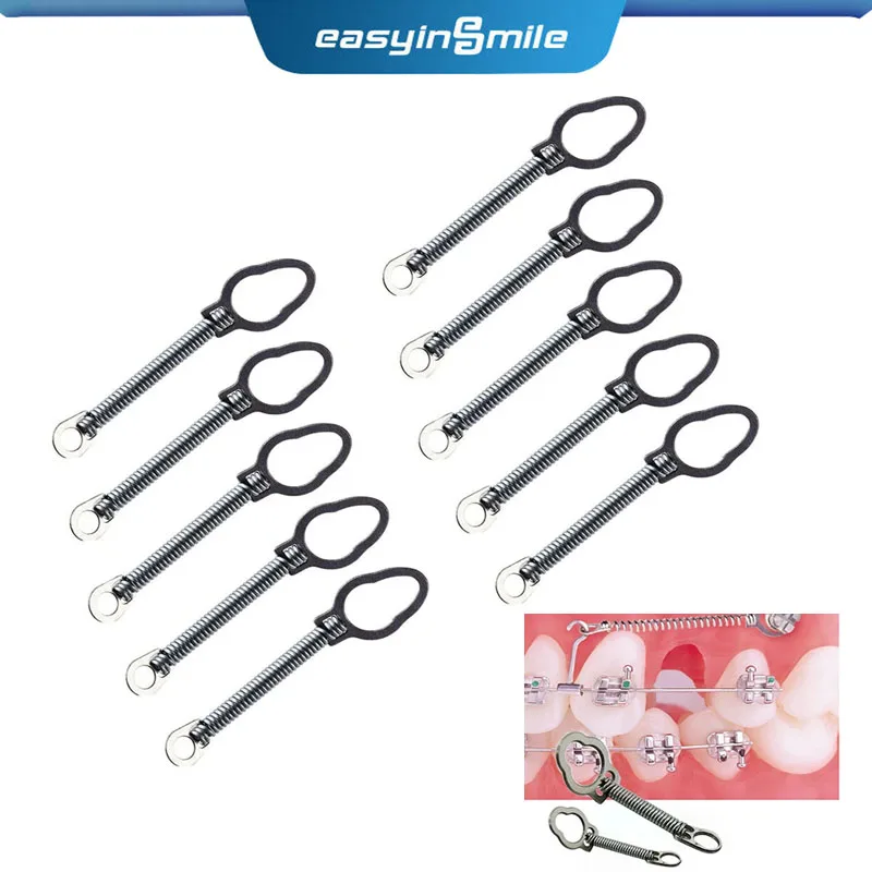 

10pcs/Pack Easyinsmile Dental Orthodontic Closed Coil Spring NITI 6mm 9mm 12mm Medium/Light Force Eyelet Dentistry Materials