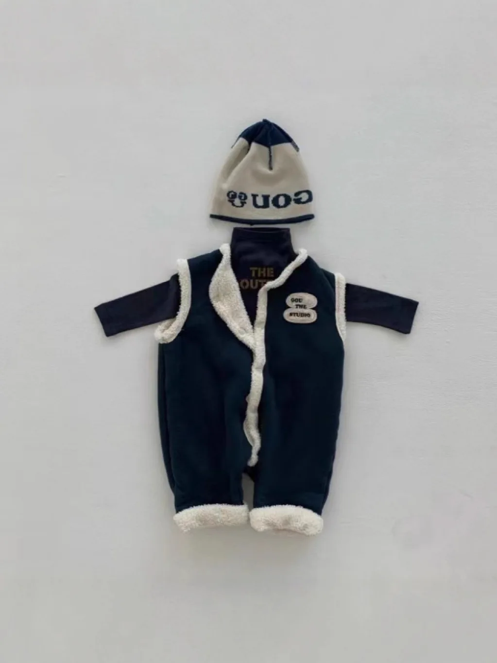 2025 شتاء جديد طفل بلا أكمام رومبير دافئ زائد المخملية سميكة الرضع الصبي أفخم سترة بذلة طفل الفتيات وزرة غير رسمية #3