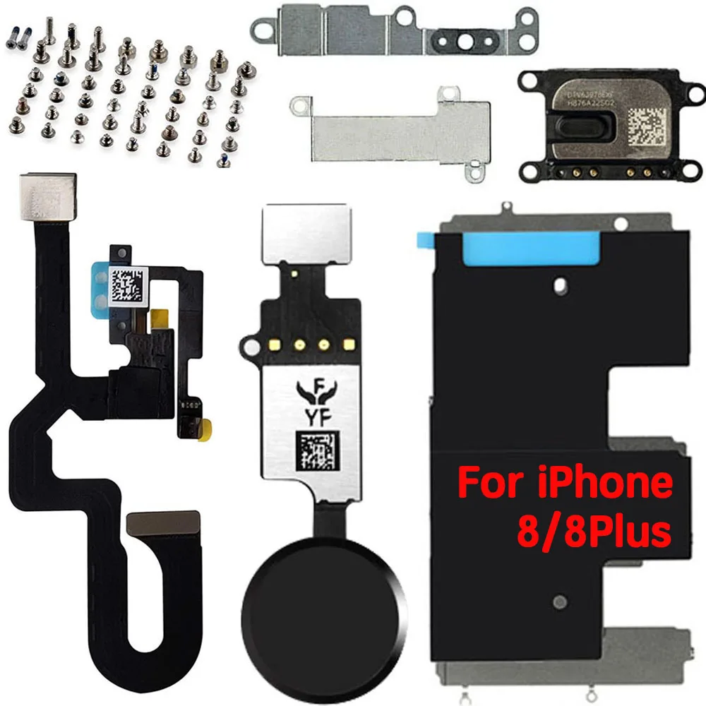 Full Set Screen LCD Parts For iPhone 6 6P 6s 7 8 Plus Front Camera Home Button Key Flex Cable Earpiece Complete Screws