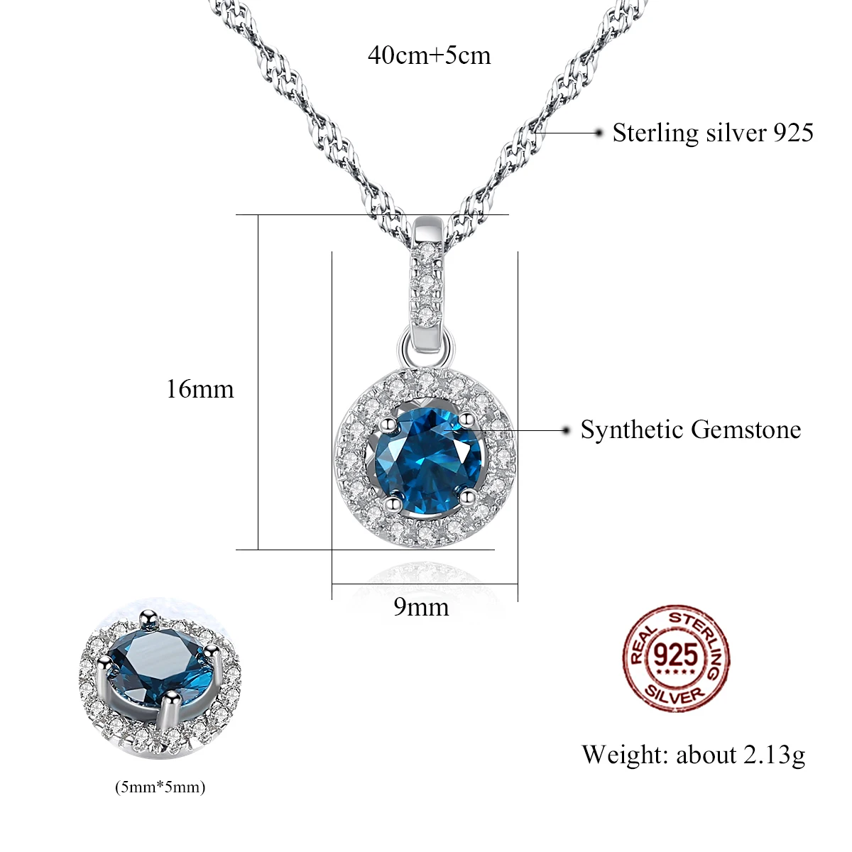 Silver Round Pendant Necklace S925 Trendy Classic Halo Pendants Link Chain Lab Gemstone Women Jewelry Free Shipping Gifts