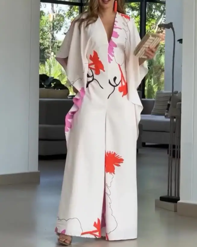 

Летний женский модный комбинезон с цветными блоками и v-образным вырезом, широкими штанинами и половиной рукавов, комбинезоны для женщин, темпераментная женская молочная одежда