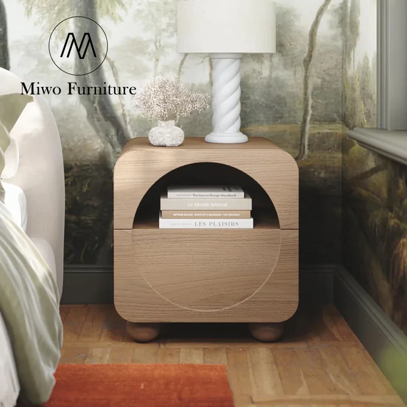 Modern Retro Natural Ash Wooden Nightstands Chest of Drawers Bedside Table Hotel Furniture Living Room Small Side Table Custom