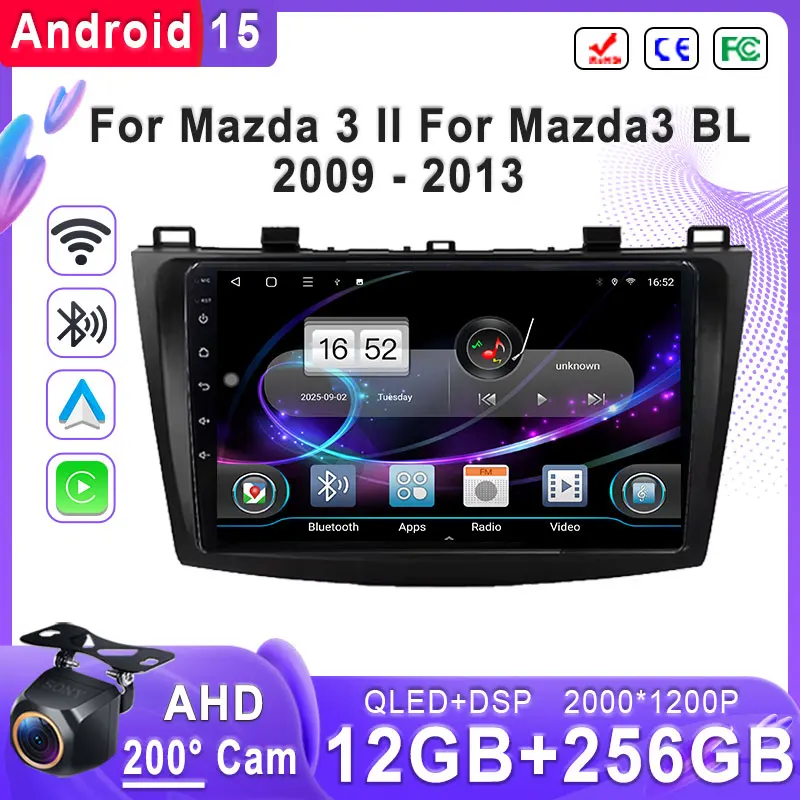 

Android 15 Car For Mazda 3 II For Mazda3 BL 2009 - 2013 Multimedia Stereo Auto Radio Head Unit GPS Navigation Head BT
