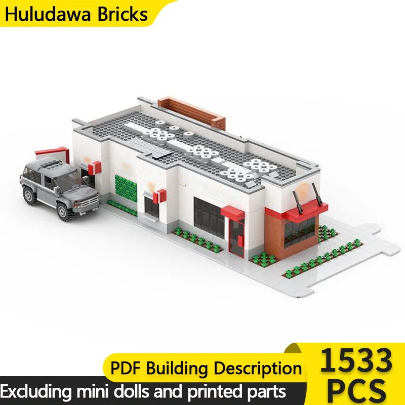 City Street View Model MOC Building Bricks Fast Food Kitchen Modular Technology Children Holiday Gifts Assemble Toys Suit