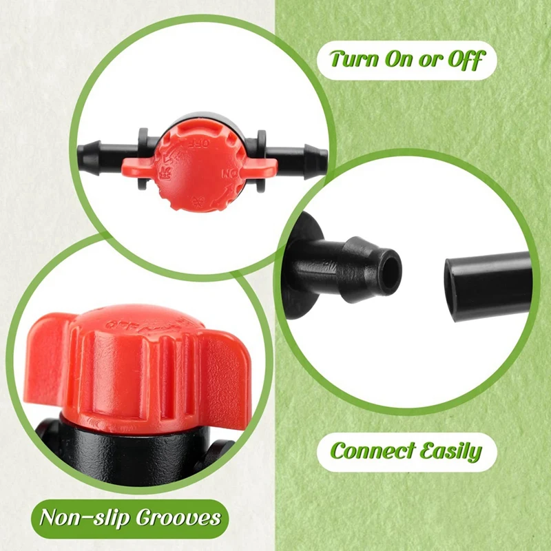 50 szt. 1/4 Cal zawór odcinający kolczasto-nawadniania kropelkowego zawór sprzęgający nawadniania kropelkowego zawór irygacyjny do 1/4 Cal rur