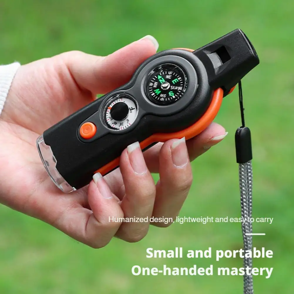Outdoor Camping 7-In-1 Multi-Function Whistle Survival Whistle Safety Whistle For Hiking Travel Accessories