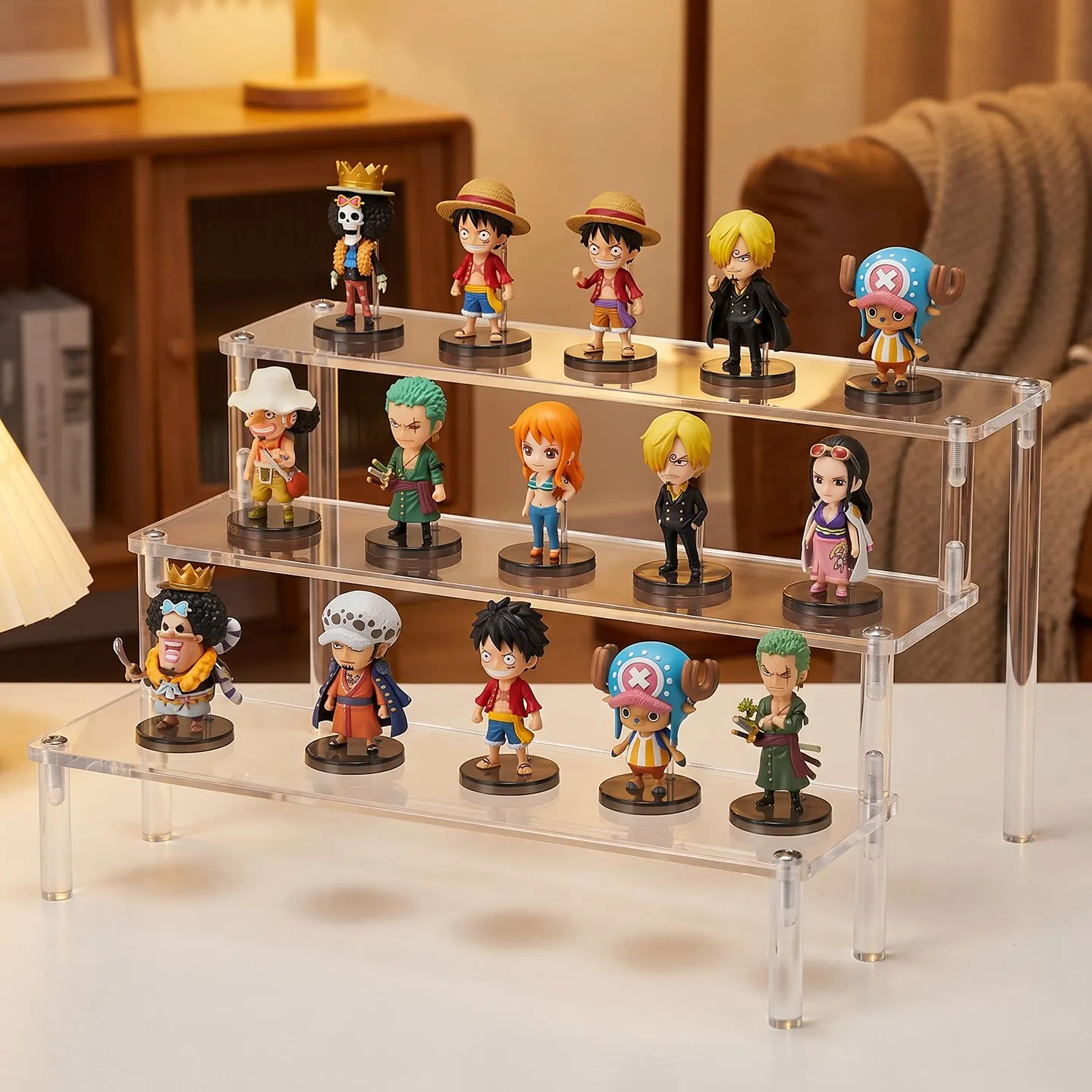 Clear Acrylic Multi-tier Stepped Display Shelf Inside Display Case Organizer for Blind Box Dolls Action Figures Collectibles