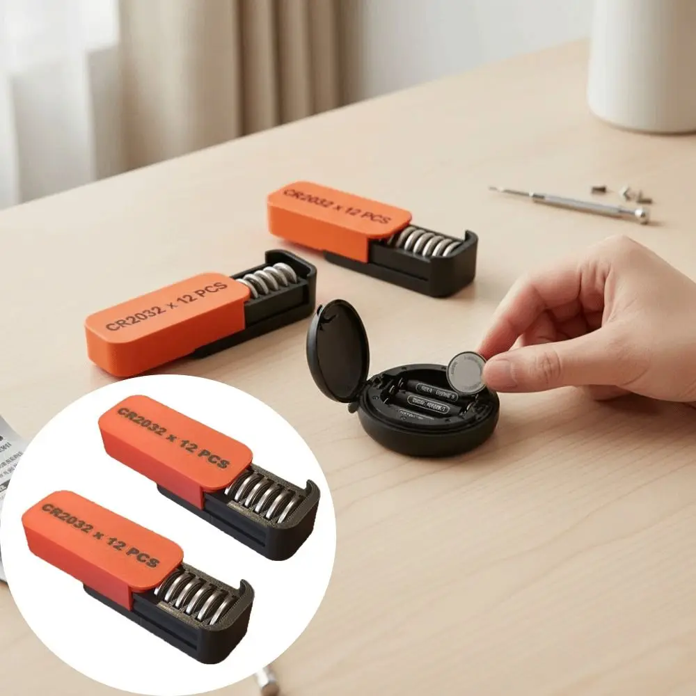 12 Pcs Capacity CR2032 Battery Storage Case Portable Size Shockproof Design Button Battery Organizer Secure Holder