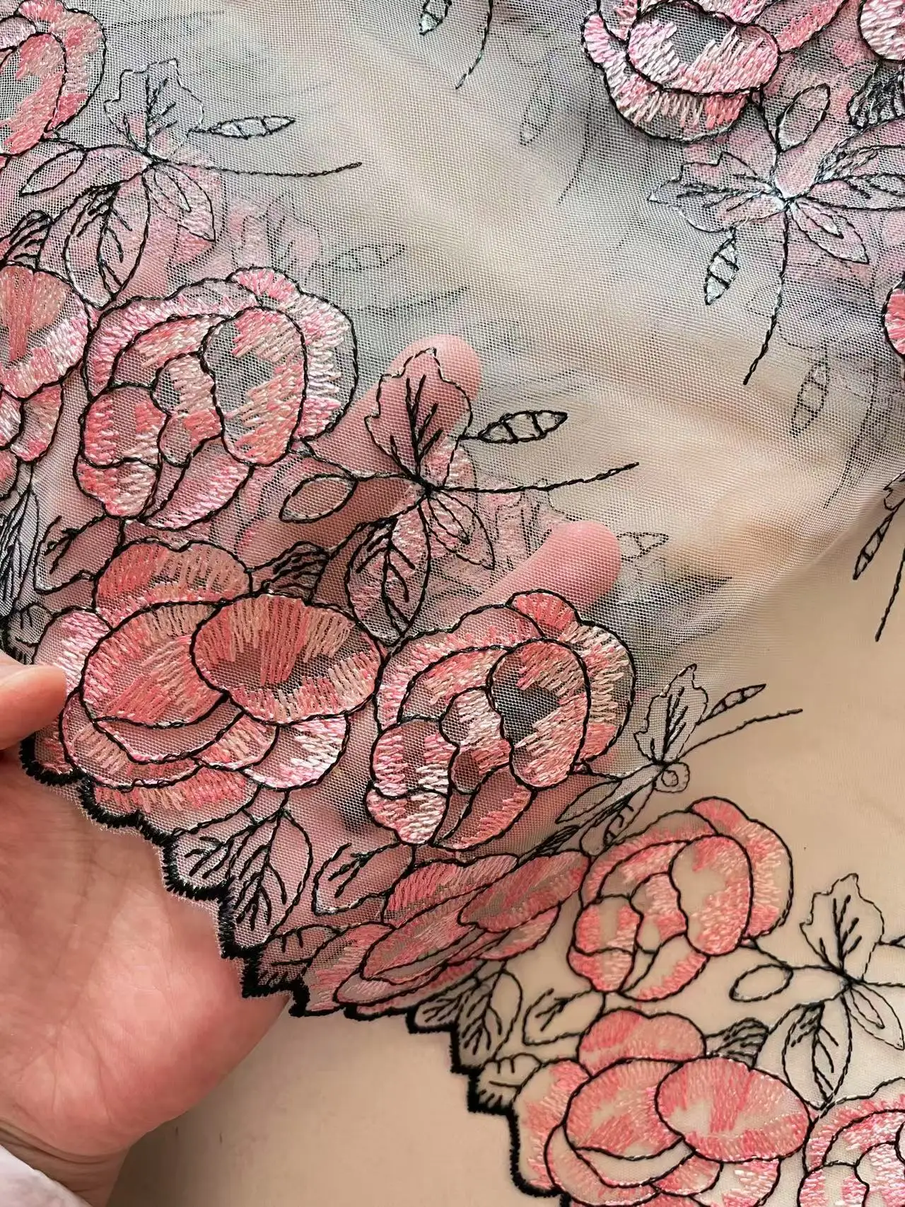 20 หลาดอกไม้สีชมพูปักลูกไม้ Tu - Sewing Net บทวิจารณ์และราคา