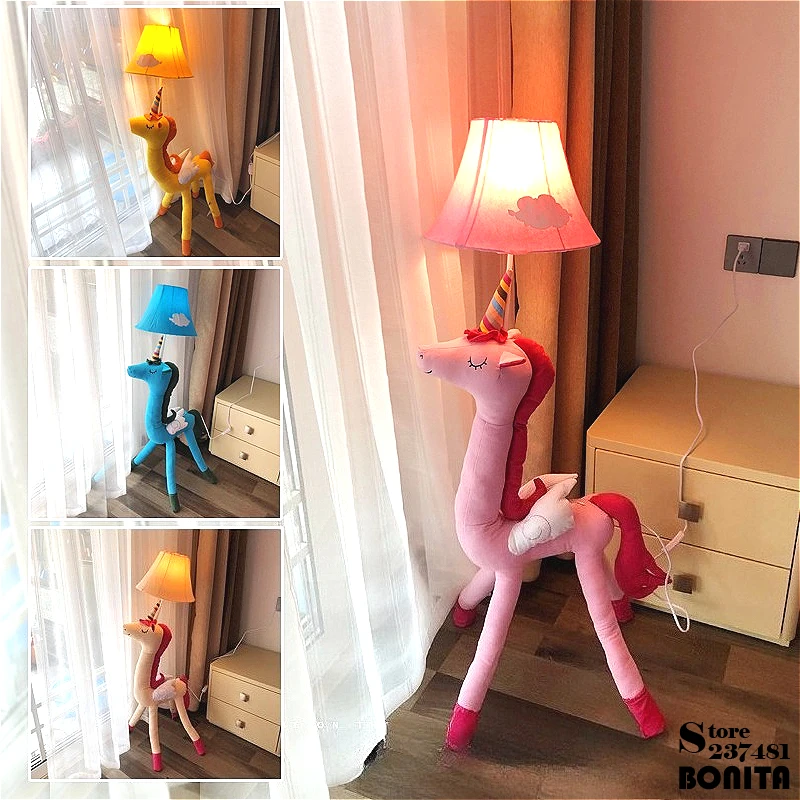 Dreamy Unicorn Floor Lamp with Adjustable Legs, Dimmable Switch, Romantic Bedroom Lamp for Girls, Kids Room Decoration Gift