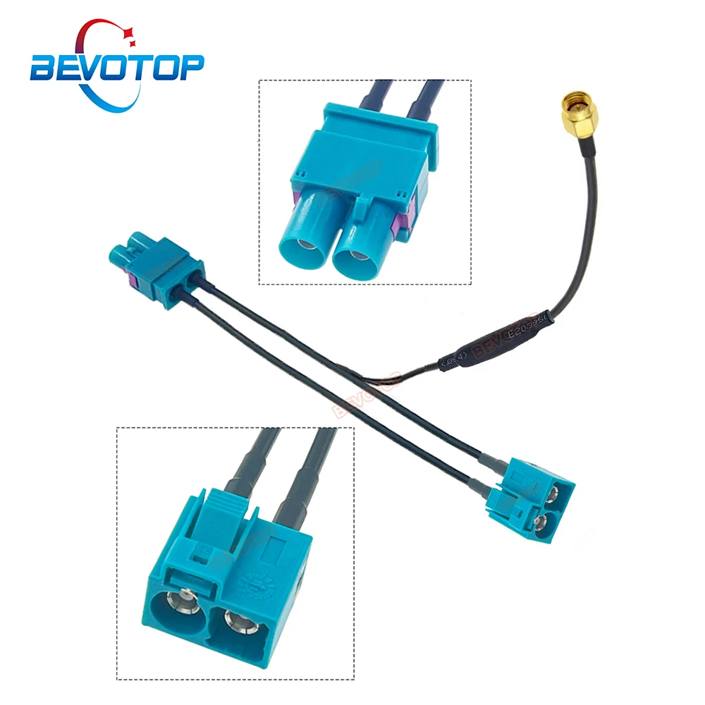 BEVOTOP Twin Fakra Z Male Female to SMA Male Splitter cables With Diode Custom-made RF Coaxial Cable Jumper