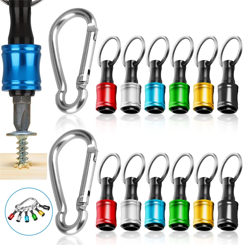 12Pcs 1/4 Inch Hex Shank Screwdriver Bit Holders, Keychain Extension Bar, Portable Fast Change Bit Holder Set