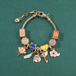 Anime Card Captor Sakura Charm Bracelet Fashion Women Hand Chains Adjustable Cartoon KINOMOTO SAKURA CERBERUS Pendant Bangles