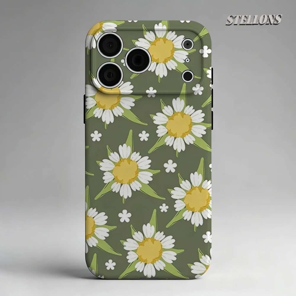 Olive Green Daisy Phone Case For Magnetic Phone Case for IPhone 17 16 15 14 13 Pro Max Plus Single Double-layer tough Case