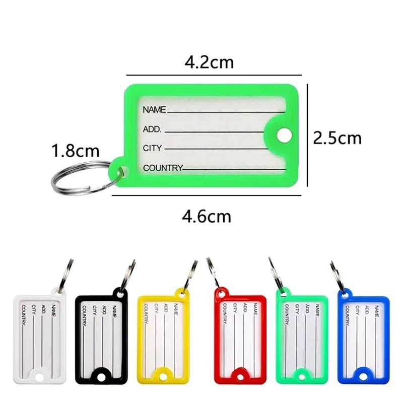 1/50 Pcs Set Colorful Plastic Keychain Tags with Split Rings - DIY Numbered & Named Labels Ideal for Baggage and Key Rings