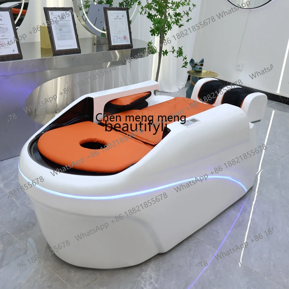 Automatic intelligent electric massage shampoo bed Ceramic basin shampoo bed massage integrated5556