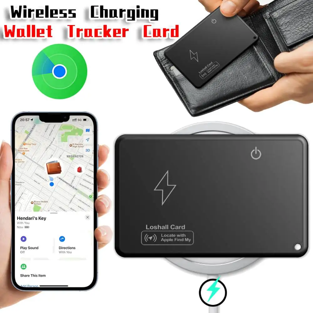 New Wireless Charging Tracking Location Wallet Tracker Card Waterproof GPS Locator Work with Apple Find My App Bluetooth Tracker