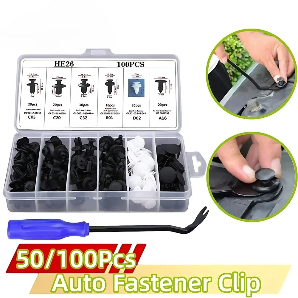 

50/100Pcs Car Plastic Retainer Clips Automobile Fastener Clip Fender Push Pin Rivet Screw Door Trim Panel Retainer Auto Bumper