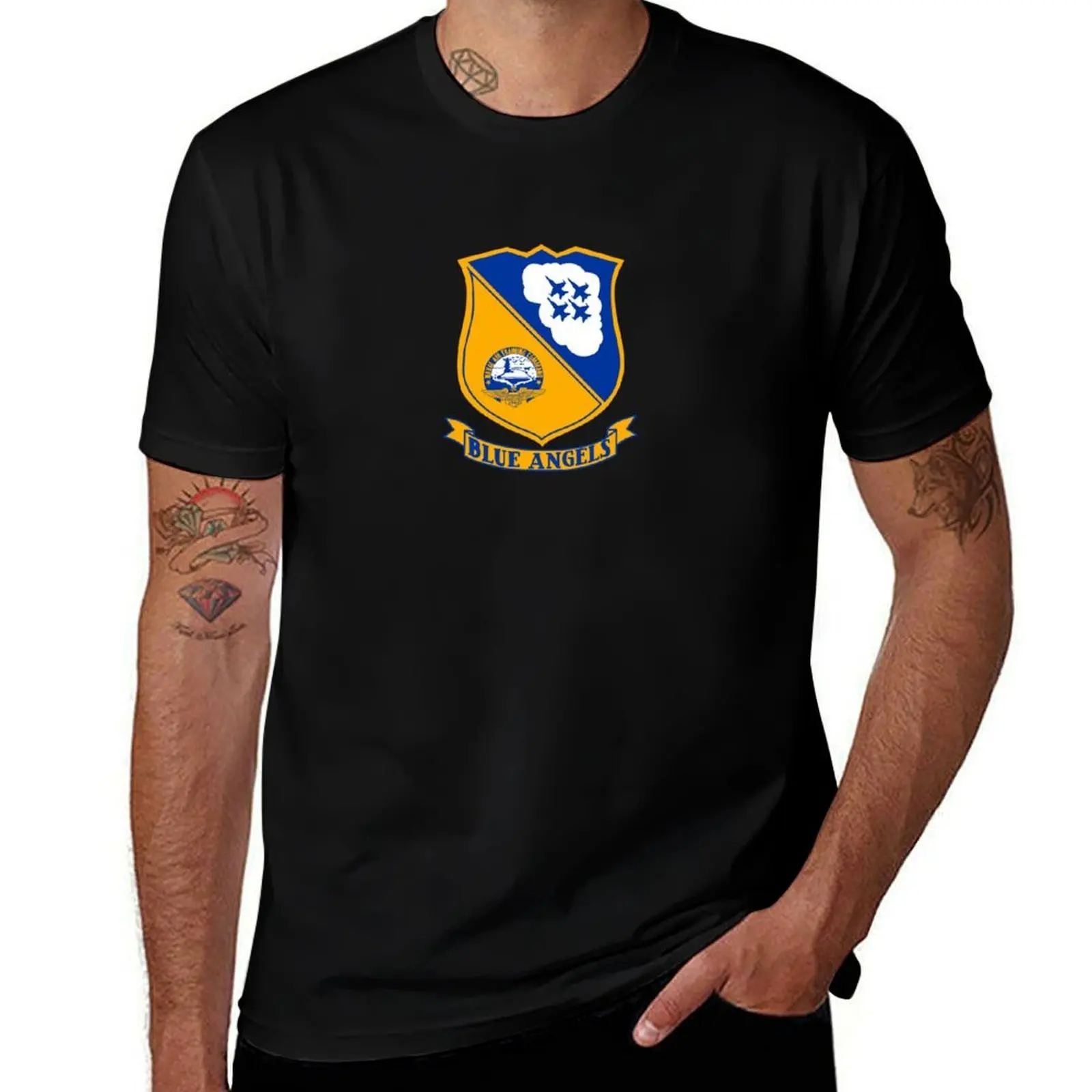 

Blue Angels Patch T-Shirt street wear oversized graphic tee customizeds workout shirts for men