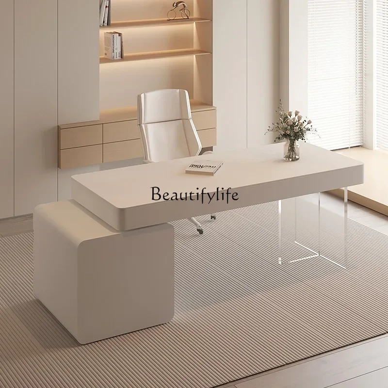 

Z.z.Cream wind desk minimalist home boss writing desk with drawers computer desk