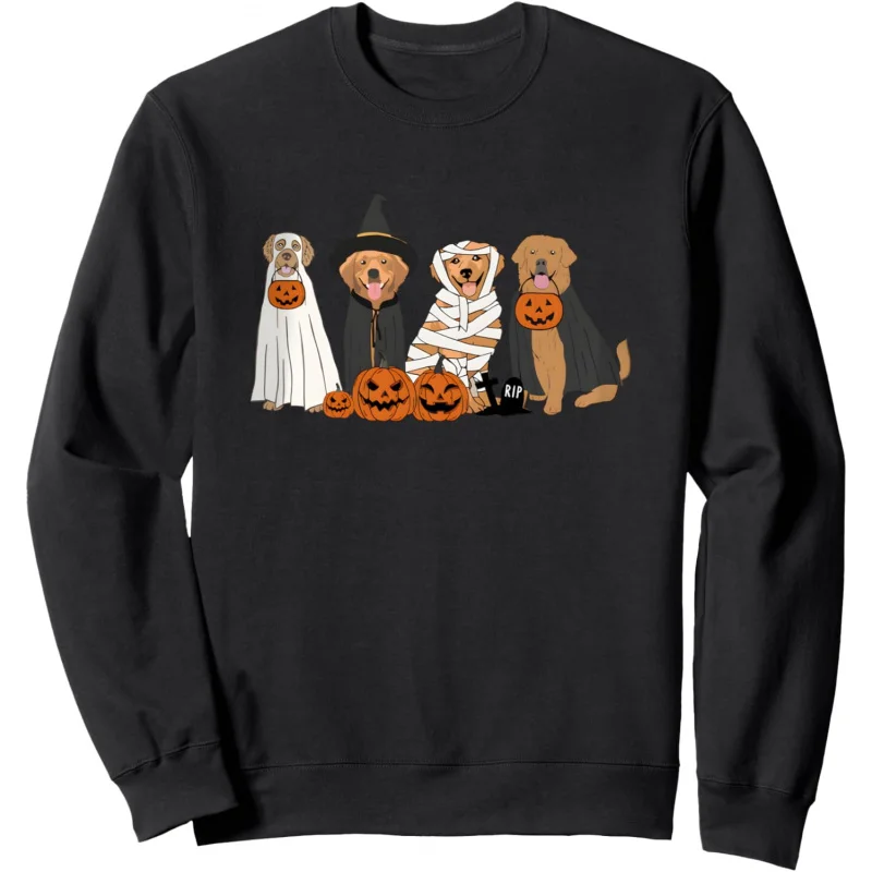 Halloween Golden Retriever Hoodie Retriever Ghost Dog Sports Shirt