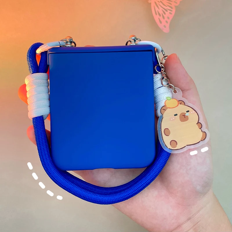 Cute Bracelet Klein Blue Hinge Case For Samsung Galaxy Z Flip 3 4 5 6 zflip5 Protective Cover image 5