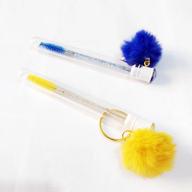 Brosse à Cils avec Porte-clés localité, Boule de Fourrure, Paillettes, Mascara, Baguette, Extension, Outil de Maquillage, Livres, 10 Pièces