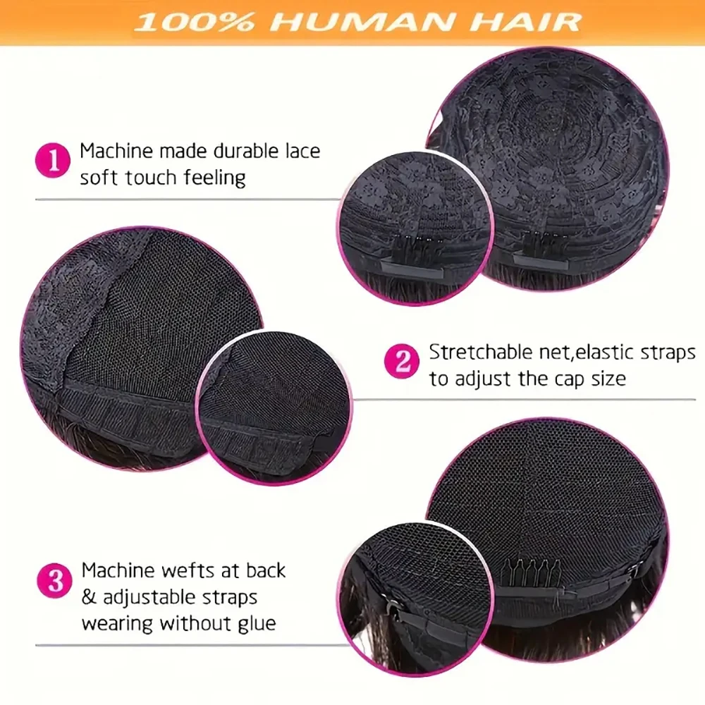 رمادي إصبع موجة شعر مستعار قصير عابث قطع الباروكات شعر الإنسان مع خط الشعر قبل قطعها للنساء الشعر البرازيلي آلة صنع شعر مستعار مجعد #6