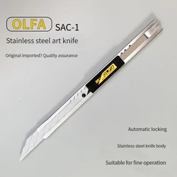 OLFA SAC-1 (141B) 9mm knife  cuchillo de acero inoxidable, cortador de caja de ángulo de 30 grados, revestimiento de película automotriz, SAB-10 de película de corte de ropa de coche