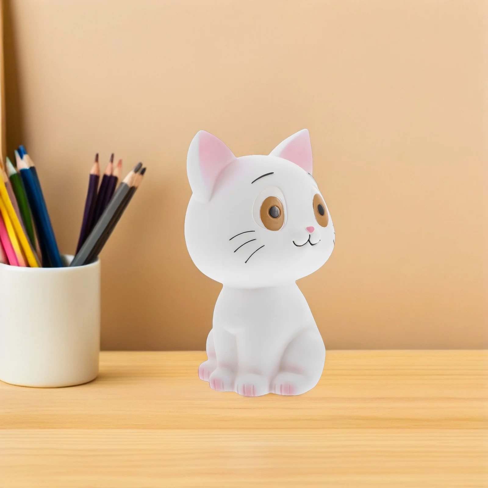 Tirelire chat créative: boîte d'épargne incassable pour enfants, Statue d'animal mignon blanc pour décoration de bureau et de maison, cadeau d'anniversaire