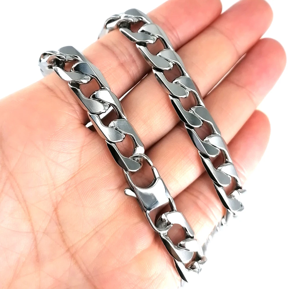 Stainless Steel Necklace  6/8/12mm Width Customize Length Men Curb Cuban Link Chain Punk Fashion Jewelry Factory Drop Shipping