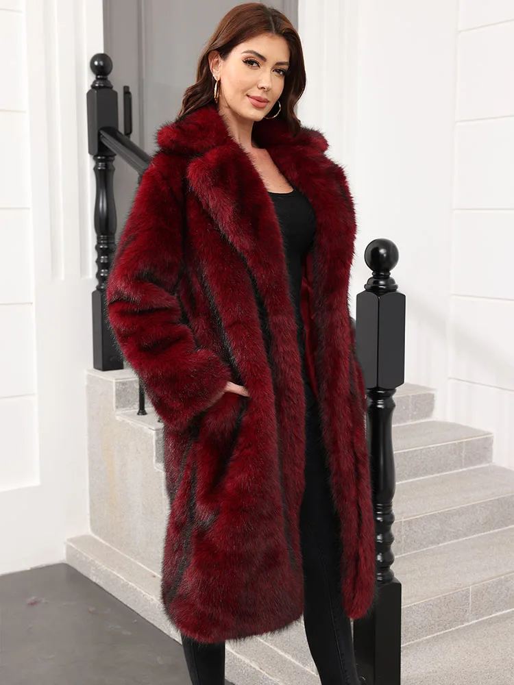 เสื้อโค้ทขนเฟอร์เทียมสำหรับผู้หญิง ZADORIN แฟชั่นฤดูหนาว ปกเสื้อแบบปกเชิ้ต ขนฟูยาว เสื้อผ้าผู้หญิง เสื้อโค้ทขนฟ็อกซ์เทียมหนา เสื้อคลุม