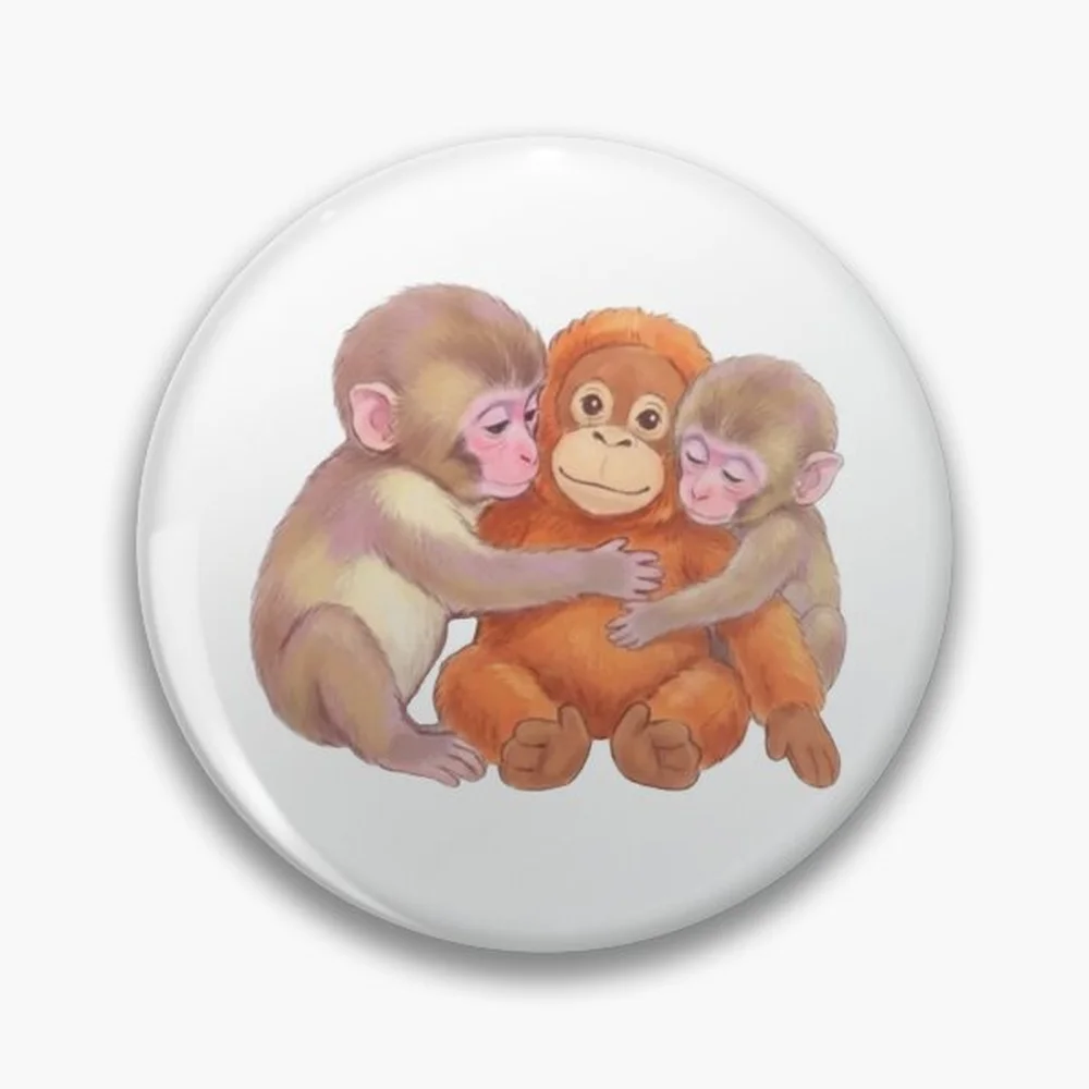 Punch Monkey – Triple the Hugs, Triple the Love Pin Holographic Star Heart Pin Brooches Laminated Button Fashion Accessory