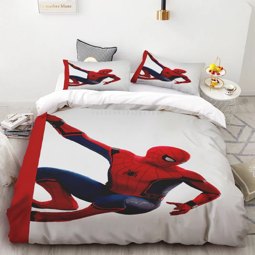 Duvet Cover Set Spiderman Cartoon Comfort Quilt Cover Home Boys Bedding Set Queen Single Size Childrens Gift Home Decor