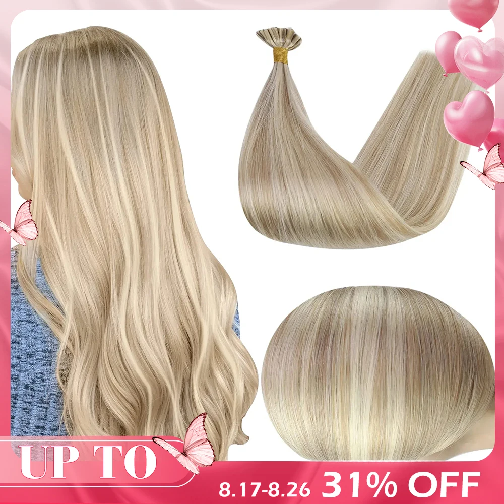 Full Shine U Tip Hair Extensions Fusion Hair Balayage Color 40-50g Keratin Glue Beads Prebonded Human Hair Extensiones