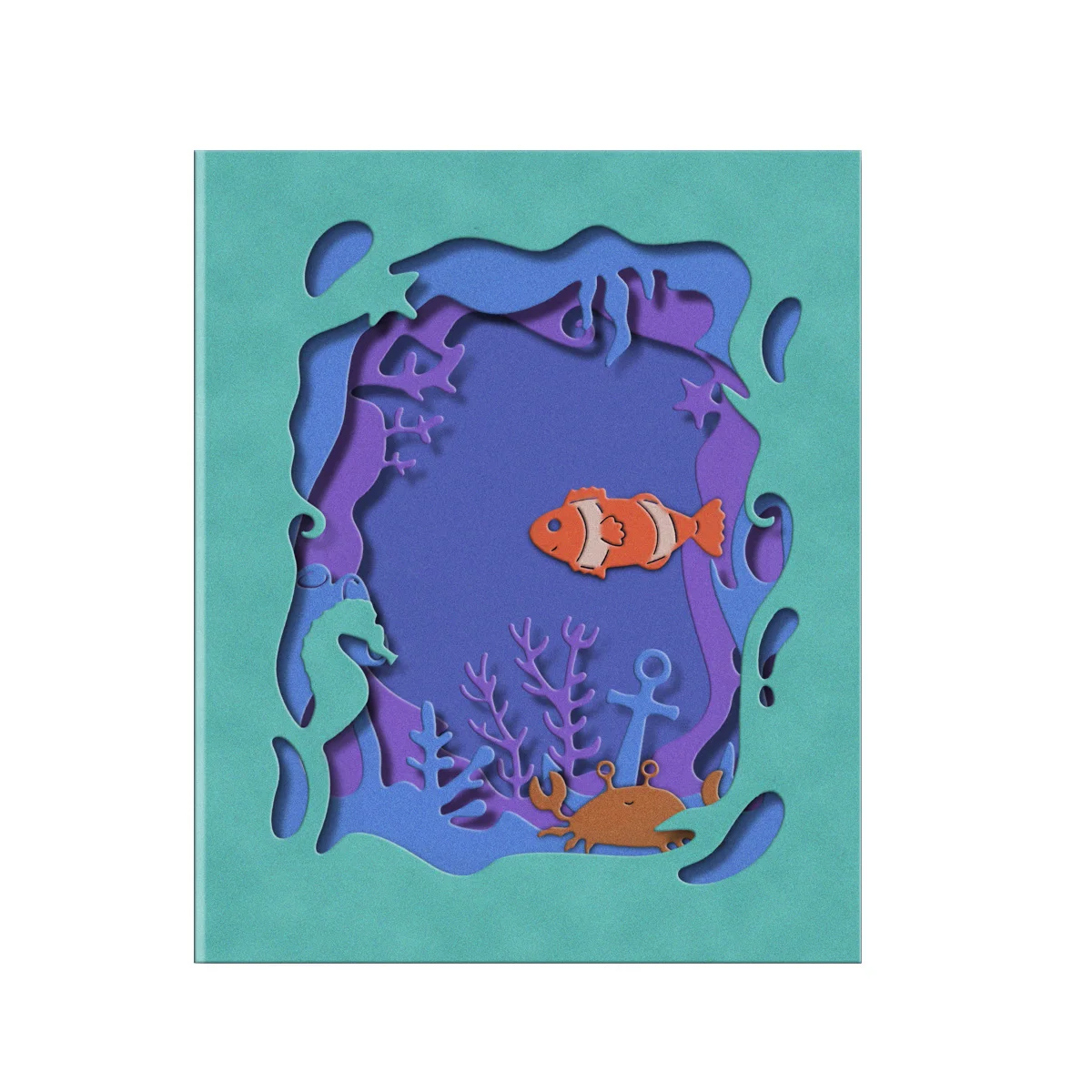 Layered Frame Underwater Clown Fish Turtle Crab Metal Cutting Dies Set For DIY Postcard Clipart Greeting Card Decorating Cutter