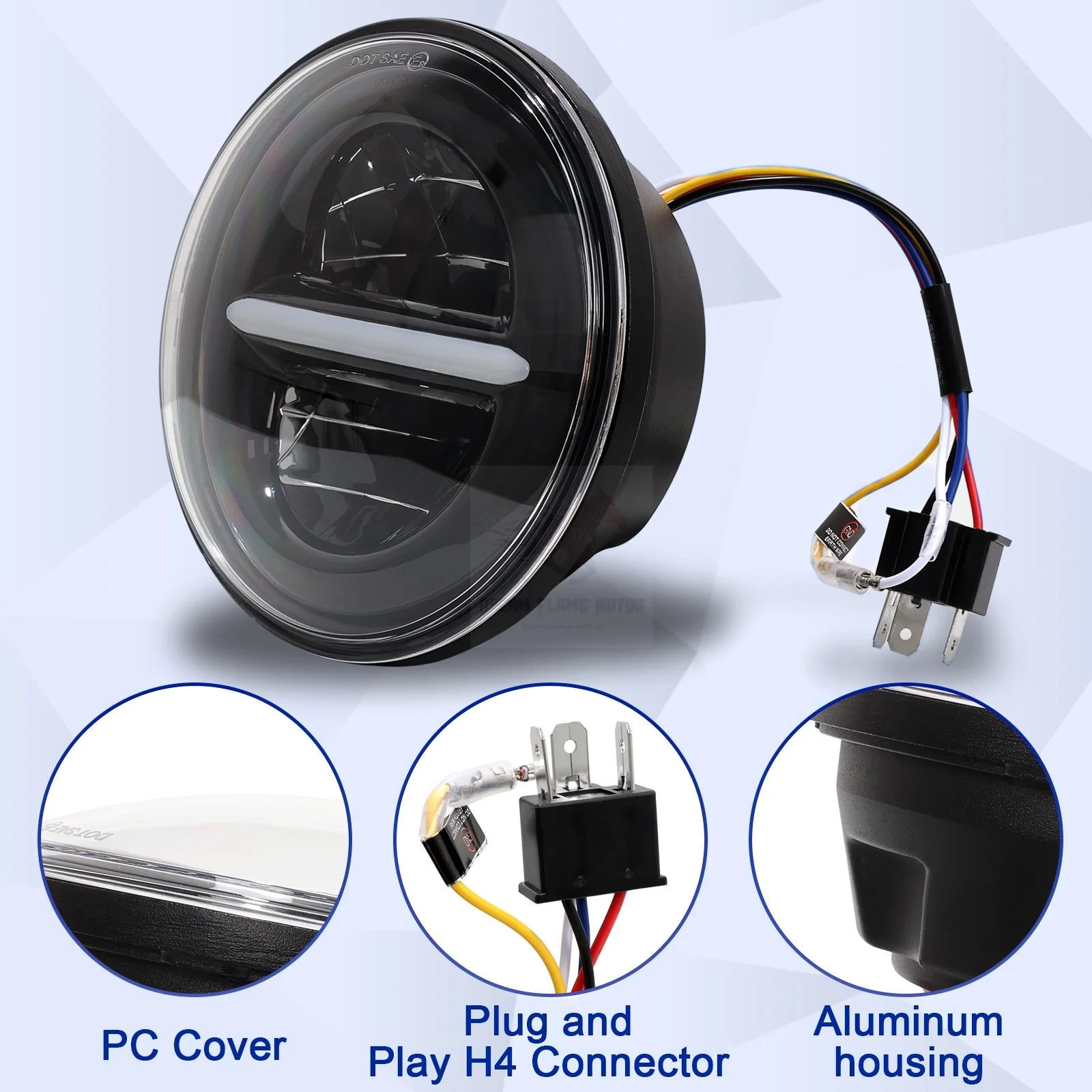 Motorcycle 5.75 Headlamp 5-3/4 LED Headlight Driving Light DRL For Sportster Iron 883 1200 Dyna Softail Street Bob Super Glide