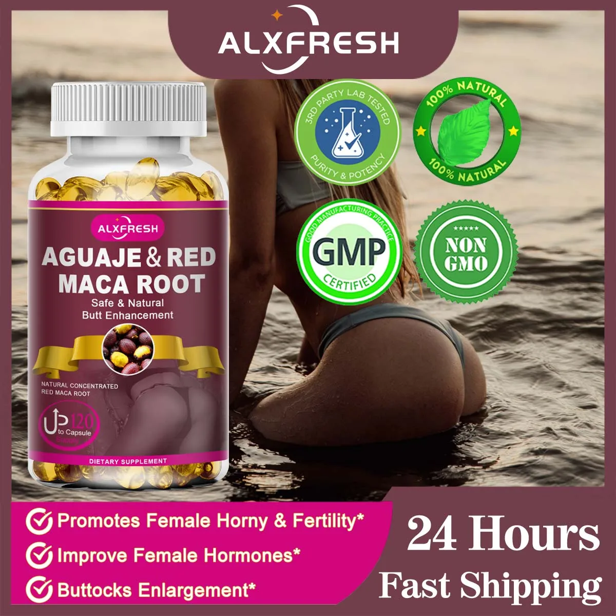 Alexfresh Organic Aguaje with RedMaca Root Extract- 1000mg Serving -Women Buttocks Care - Potent Extract