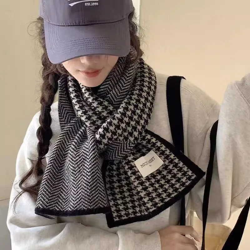 1-8PCS Korean Style Double Sided Knit Scarf for Women Thickened Warm Winter Wrap Cute Student Neck Gaiter Premium Cozy Gift