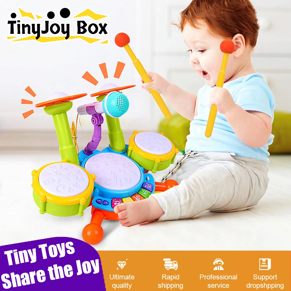 

Kids Drum Set Toddlers 1-3 Musical Baby Educational Instruments Toys for Toddlers Girl Microphone Learning Activities Gifts