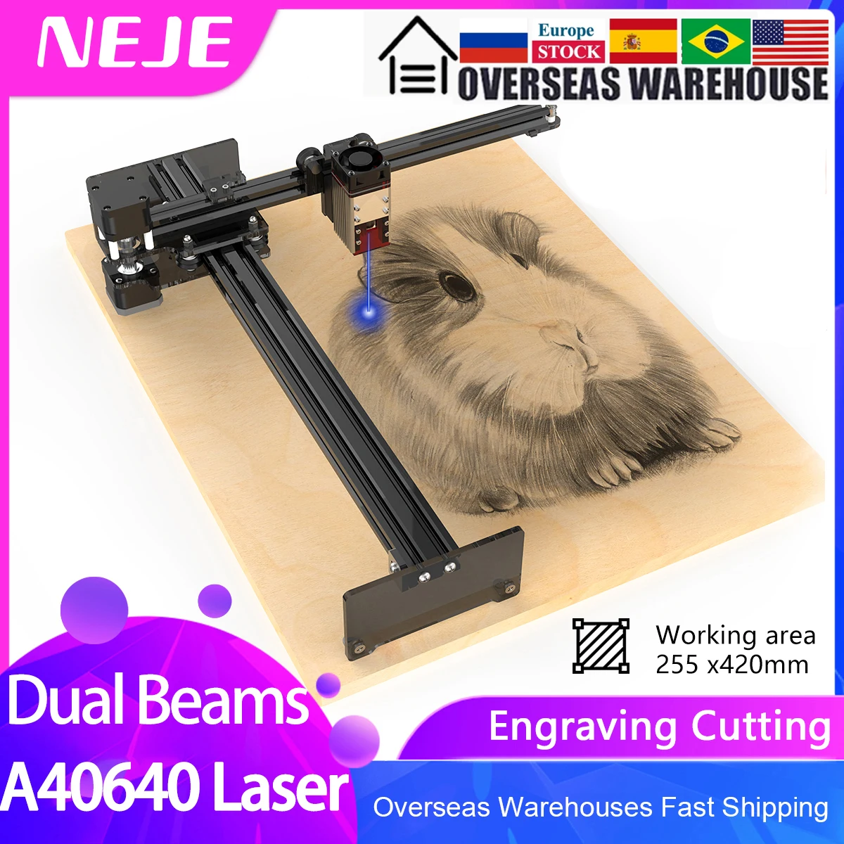 NEJE 3 PLUS Laser Engraver CNC Cutter Wood Router Laser Engraving Machine Cutting Marking DIY Wood Fiber Laser CNC Router