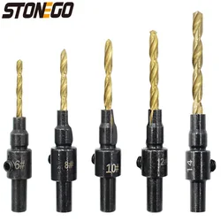 STONEGO 5-Stück Holzbearbeitung Senker Bohrer Bit Set-Perfekte für Bohren Pilot Löcher für Schraube Größen #6 #8 #10 #12 #14