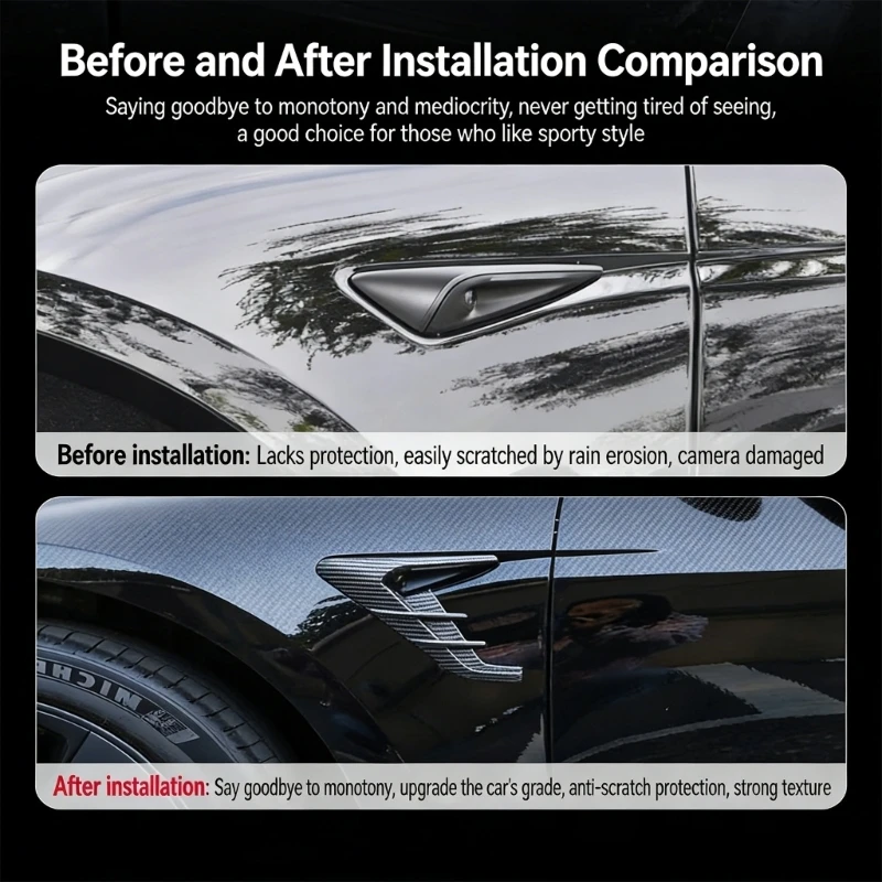 2pcs Side Camera Cover for Tesla Y Juniper Launch/Model 3 Highland HW4.0 2025 Leaf Thunder Board Protection Case Car Accessories