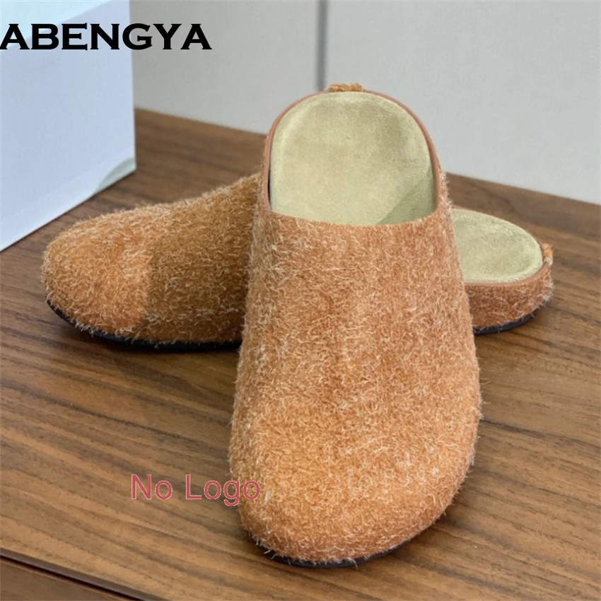 

Thick Sole Flat Half Slippers Women High Heels Dress Shoes Ladies Summer Slides Suede Leather Platform Sandalias mujer